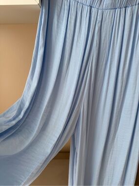 Light Blue Elastic Trousers -Maxi Skirt